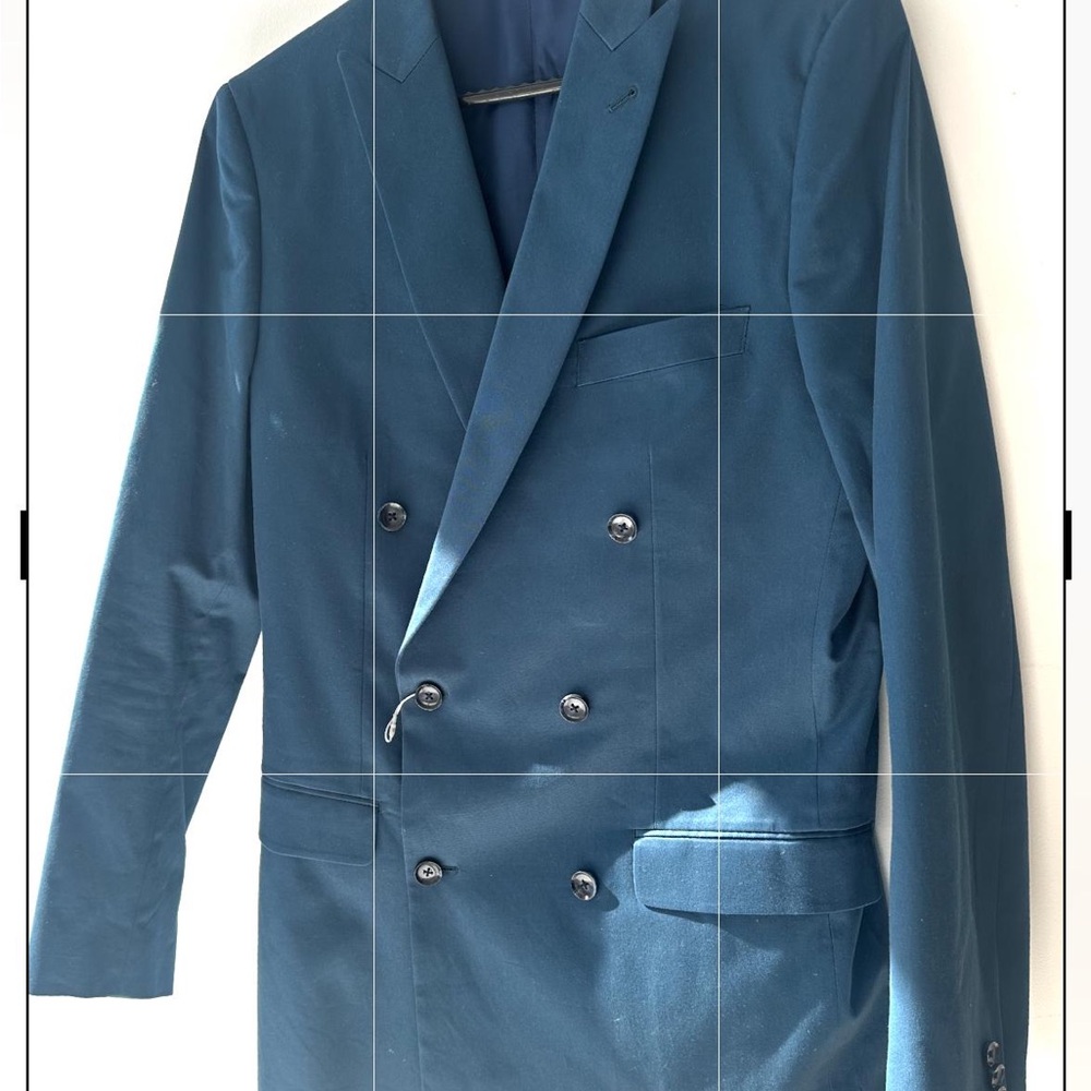 Men's Double-Breasted Blue Blazer